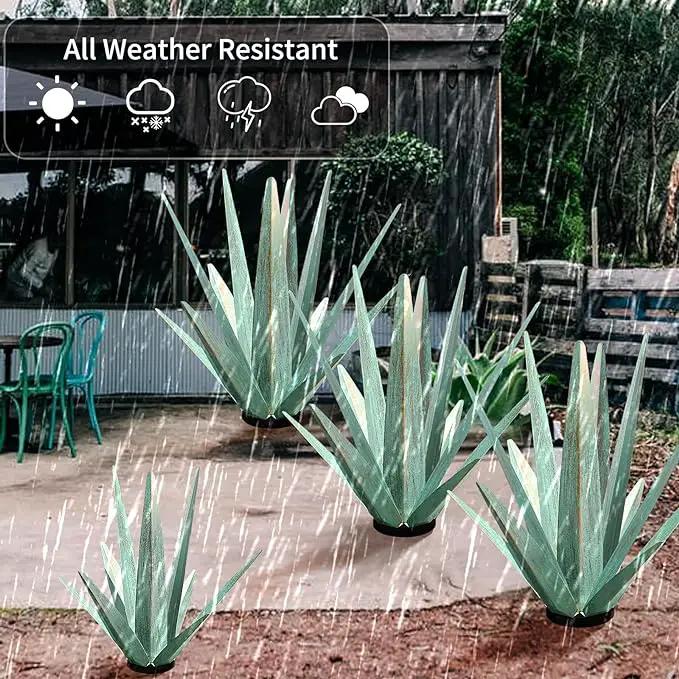 Large Tequila Rustic Sculpture, Rustic Metal Agave Plants for Outdoor Patio Yard, Home Decor Hand Painted Metal Agave Garden Yard Statue, Outdoor Lawn Ornaments (Mint Green - L) by GreenHaven Gardens