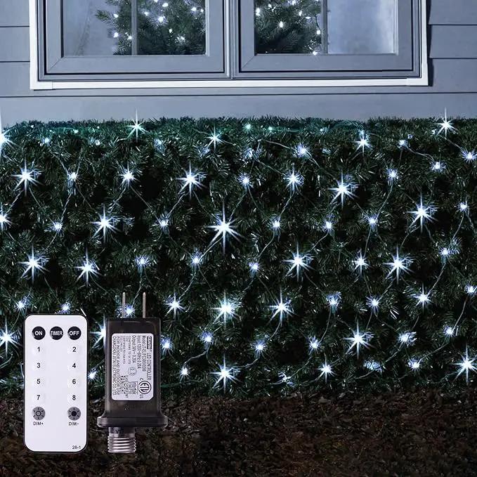 Christmas Net Lights for Bushes - 360 LED Net Lights Outdoor Plug in with Remote, 12x5 ft Extendable 8 Modes Christmas Net Lights Waterproof for Outside Gazebo Lawn Wedding Patio Garden Tree (White) by GreenHaven Gardens