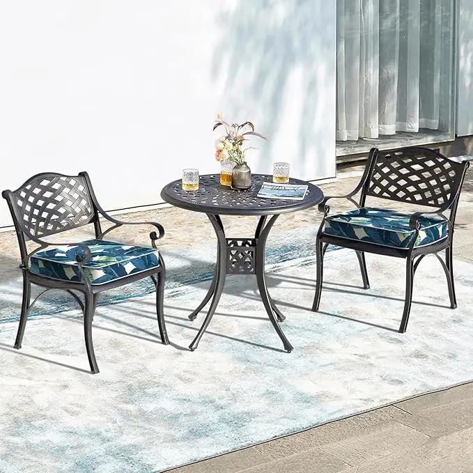 LVTXIII Patio Chair Cushions 22"x22"x3", Water-Repellent Outdoor Seat Cushions for Patio Furniture, Square Chair Pads with Ties for Home Garden Decoration, Set of 2, Swaying Palms Blue by GreenHaven Gardens