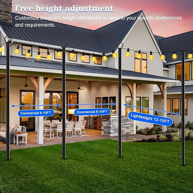 6 Pack String Light Poles,10 Ft Metal Poles with Fork for Outdoor String Lights,Outdoor Light Poles with Fork,Poles/Post/Stand for Outside,Patio,Deck,Backyard,Garden Wedding,Party by GreenHaven Gardens