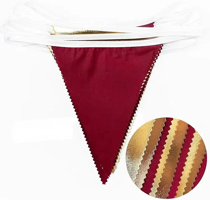 Fall Party Decorations Maroon Gold Brown Metallic Fabric Triangle Pennant Banner Burgundy Flag Bunting Garland for Autumn Thanksgiving Wedding Birthday Bridal Shower Engagement Graduation Garnet Party by GreenHaven Gardens