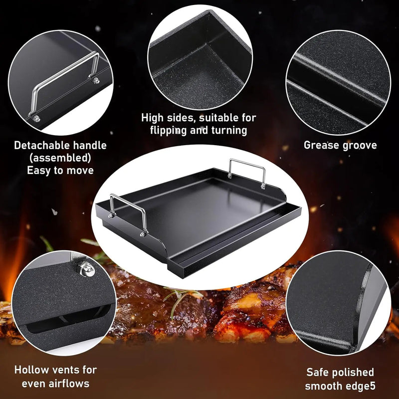 Cast Iron Griddle for Gas Grill, Nanoceramic Nonstick Flat Top Griddle Insert for Outdoor Gas Grill by GreenHaven Gardens