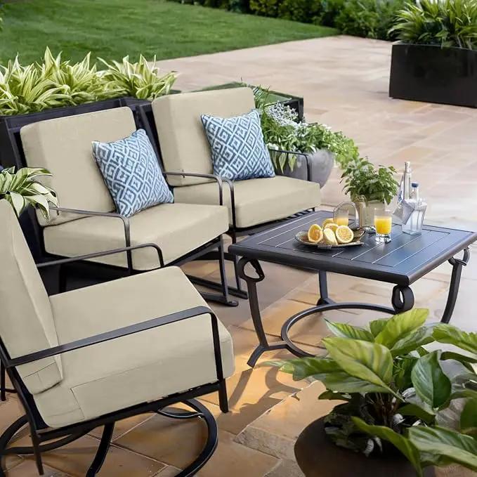 Favoyard Outdoor Deep Seat Cushion Set, 19 x 19 Inch Rainproof & 3-Year Fade Resistant Patio Furniture Cushions, Removable Seat Bottom & Back Cushion Covers with Ties for Chair, Sofa, Couch, Beige by GreenHaven Gardens