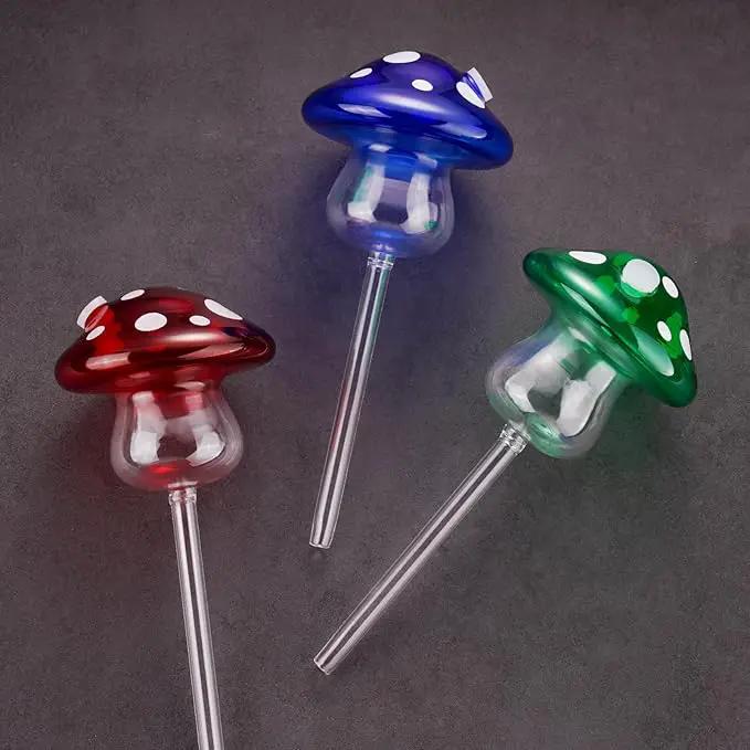 NiHome Glass Mushroom Plant Self Watering Globe Set of 3 Colors, Durable Hand-Blown Glass Bulbs Automatic Home Plant Hydration System for up to 3 Weeks, Easy Refill Design with Adjustable Flow Rate by GreenHaven Gardens