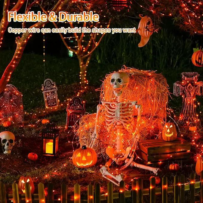 JMEXSUSS 2 Pack Solar Halloween Lights, 33ft 100 LED Outdoor Waterproof Orange Solar Lights for Tree Yard Patio Garden Halloween Thanksgiving Decorations by GreenHaven Gardens