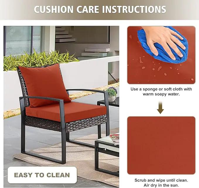24x24 Inch Outdoor Cushions for Patio Furniture, Waterproof Outdoor Chair Cushions w/Fade-Resistant, Removable & Machine-Washable Covers, Deep Seat Sofa/Couch Pad Replacement – Set of 4, Rust by GreenHaven Gardens