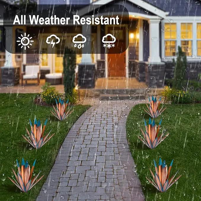 Large Tequila Rustic Sculpture, Rustic Metal Agave Plants for Outdoor Patio Yard, Home Decor Hand Painted Metal Agave Garden Yard Statue, Outdoor Lawn Ornaments (2 Big 1 Small) by GreenHaven Gardens