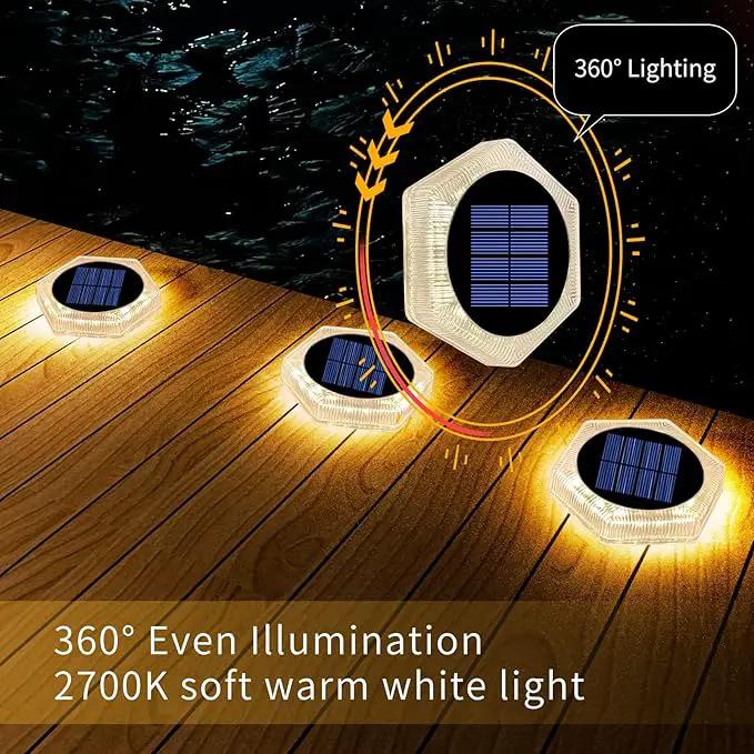 YiLaie Solar Deck Dock Lights 6 Packs Hexagon Warm White Step Lights Outdoor Waterproof Solar Powered for Driveway Post Fence Stairs Yard Patio Pathway Porch by GreenHaven Gardens