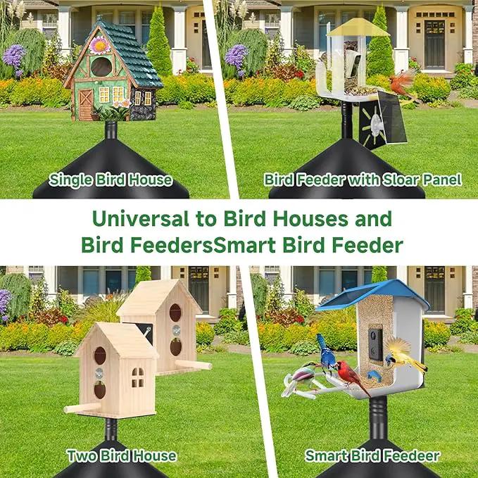 Smart Bird Feeder Pole with Squirrel Baffle & Bath-Heavy Duty Adjustable 3-6.6ft Universal Stand Mount for Backyard&Outdoor Bird Houses/Cameras (80'Pole-Baffle) by GreenHaven Gardens