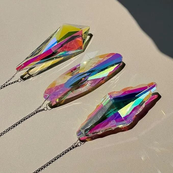 3PCS 5" Large Crystal Sun Catcher Prisms, Hanging Suncatchers with Glass Prism, Rainbow Maker for Room, Windows,Garden,Fantasy Aesthetic Home Decor. (YGBS02) by GreenHaven Gardens