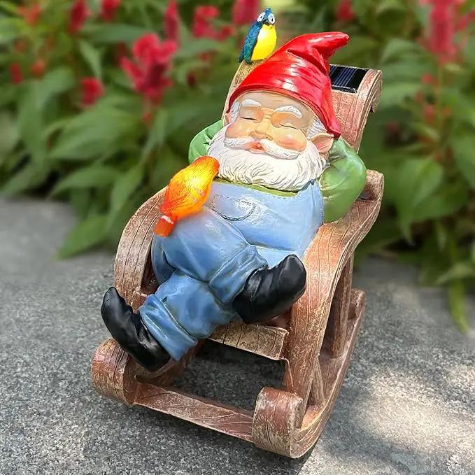 Garden Gnome Statue Outdoor Decor, Solar Patio Garden Gnomes, Garden Decor for Outside Yard Sculptures & Statues Resin Figurines Gift for Women, Mom, Grandma by GreenHaven Gardens