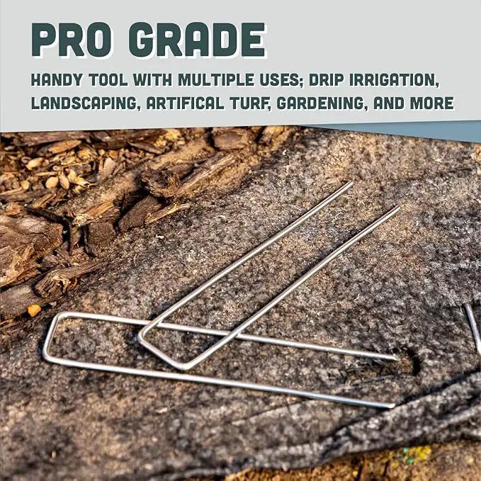 Squirrel Products U Shape Garden Stakes Metal, 6 Inch Landscaping Staples, 11 Gauge Stakes for Landscaping Fabric, 2.9mm 15x2.5x15cm – 100 Pack by GreenHaven Gardens