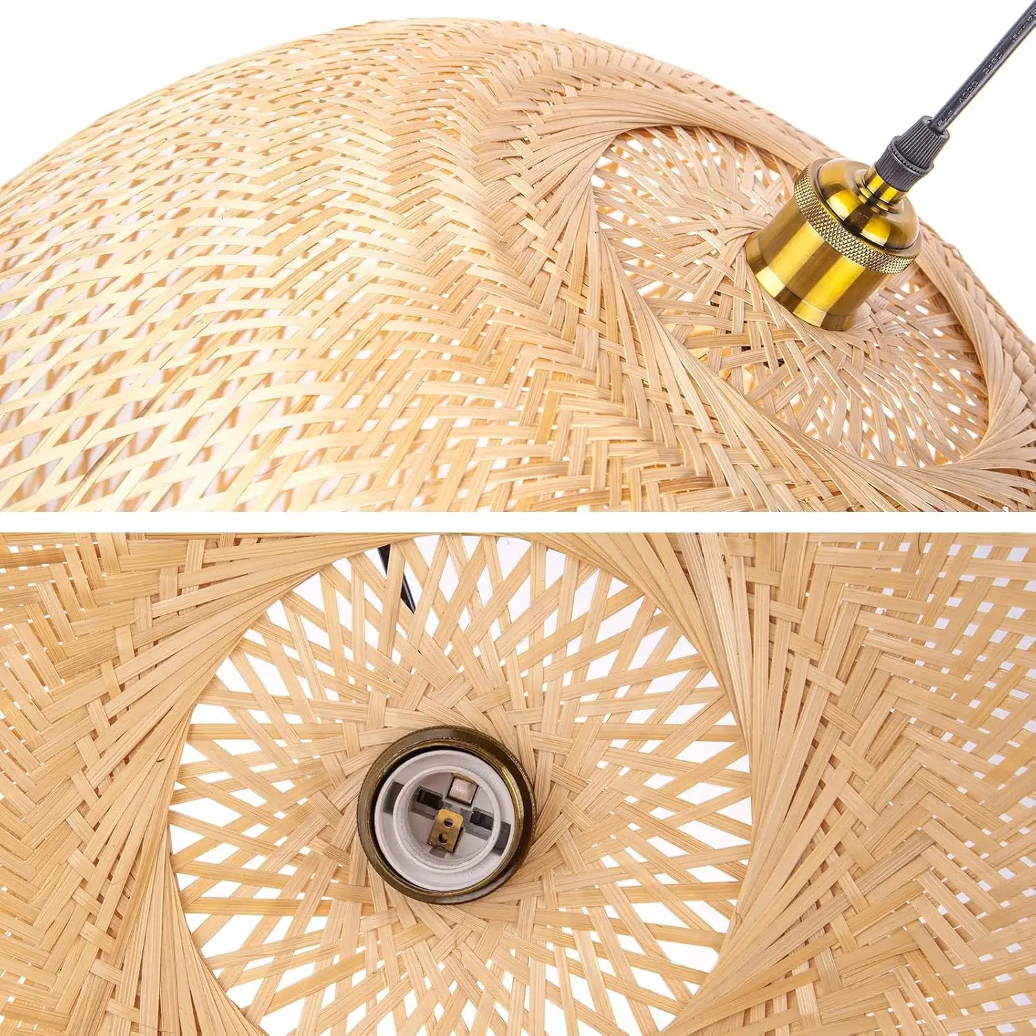 Arturesthome Bamboo Pendant Lighting Fixtures, Round Wicker Chandelier Hand-Woven Boho Basket Lampshade Hanging Ceiling Light for Kitchen Island Living Room by GreenHaven Gardens