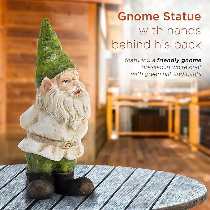 Alpine Corporation 12" Tall Traditional Outdoor Garden Gnome Yard Statue Decoration by GreenHaven Gardens