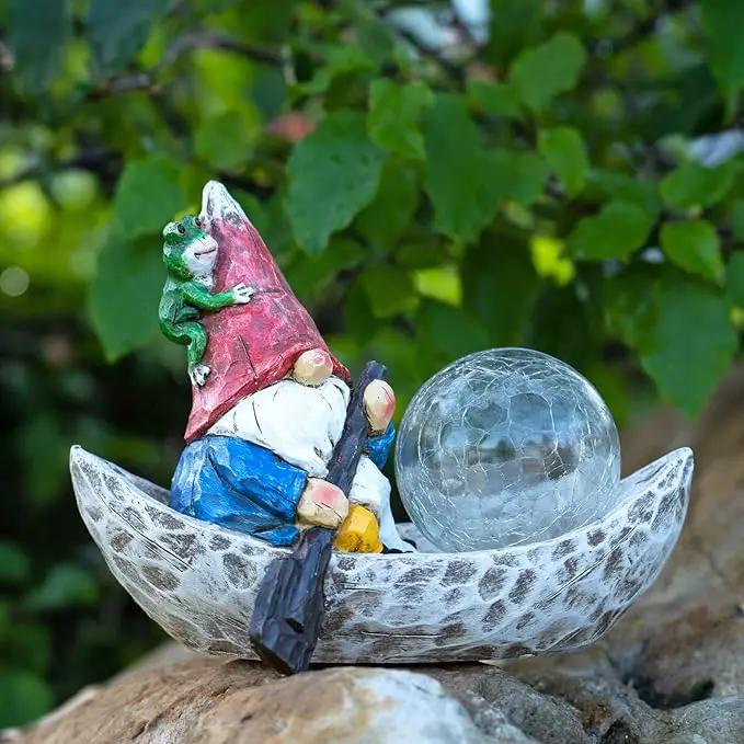 Garden Gnome Statue,Solar Gnomes Figurine,Outdoor Gnome Decor,Gnomes Decorations for Yard with Solar Light,Gnome Sculptures for Patio Lawn Ornaments by GreenHaven Gardens