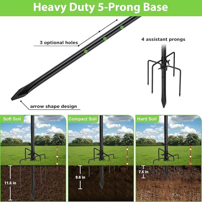 Bird Feeder Pole, 94" Shepherds Hooks for Outdoor, Hummingbird Feeders Stand Heavy Duty with Stable 5-Prong Base, Hanging Plant Shepherd Hook Hanger Stick for Outside Garden Yard Wedding by GreenHaven Gardens