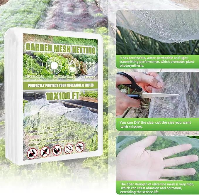 Garden Netting Mesh, 10X100 FT Garden Netting with 16 Cilps & Ultra Fine Mesh Net Bird Barrier Protection for Garden Vegetables Flowers Shrubs Fruit Trees Indoors & Outdoors Plant Beds Greenhouse by GreenHaven Gardens