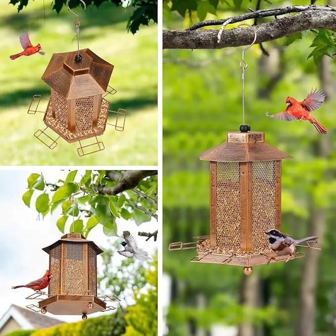 Lantern-Shaped Metal Bird Feeder for Outdoor Hanging, 3.5LB Large Capacity, Garden Decoration - Attracts Wild Birds, Durable Outdoor Bird Feeding Station for Garden Yard Outside Backyard by GreenHaven Gardens