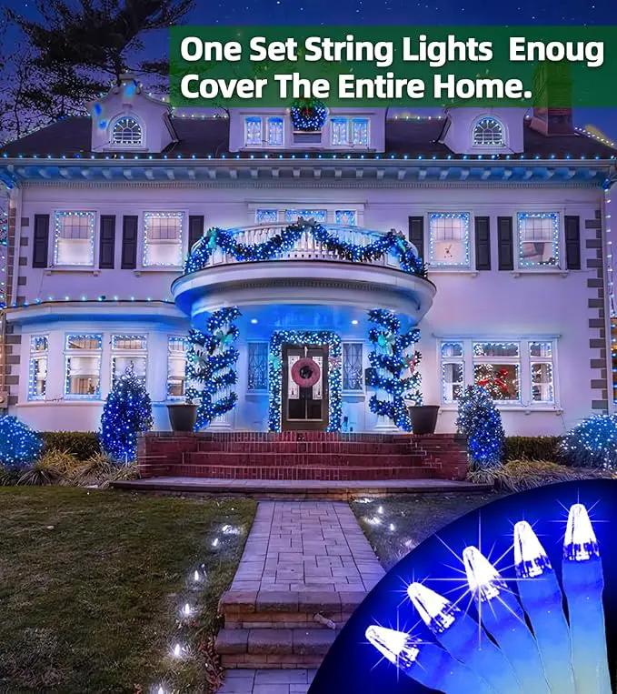 750 LED Outdoor Christmas Lights Decorations, 246ft Green Wire LED Christmas String Lights with Timer Memory, Twinkle Lighs for Indoor Outdoor Xmas Party Christmas Tree Wedding Garden Patio Blue by GreenHaven Gardens