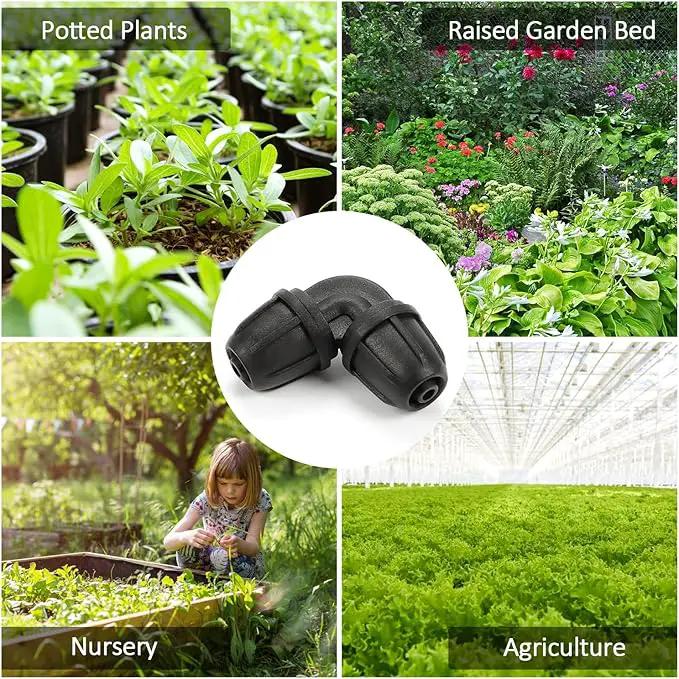 1/4 Inch Drip Irrigation Elbow Fittings, 25 Pieces 1/4'' Drip Line Barbed Locked Elbow Connectors for 1/4 Inch Irrigation Tubing Anti-leak 90 Degree Elbow for Garden Drip Sprinkler Systems by GreenHaven Gardens