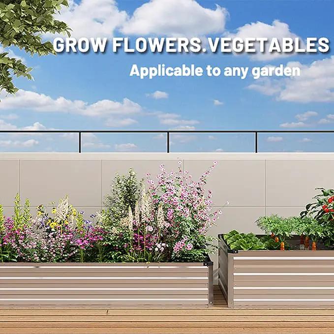 MGNO 2pcs 8x2x1FT Galvanized Raised Garden Bed-Outdoor Planter Box for Vegetables-Metal Garden Bed,Rectangle Planting Box for Herb,Flower by GreenHaven Gardens