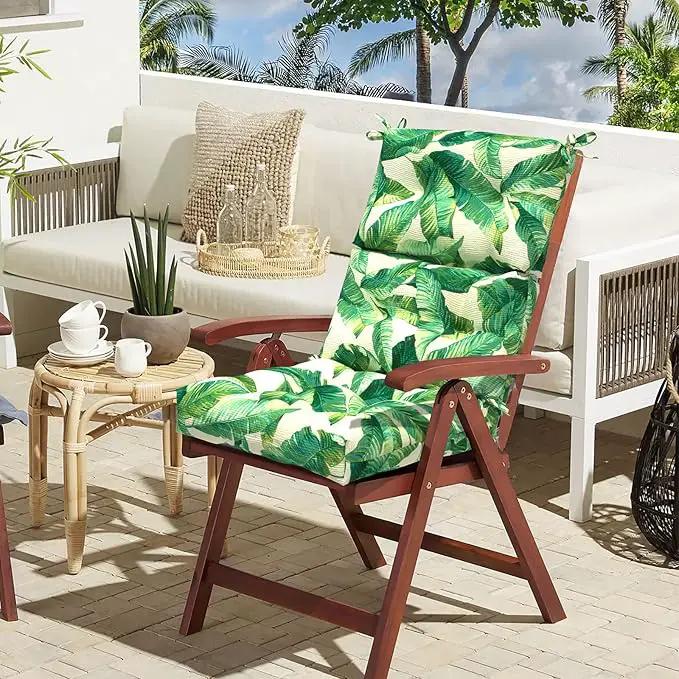 LVTXIII Outdoor Adirondack Chair Cushions, L44” x W22” x H4 Patio Tufted High Back Cushions, Seasonal Replacement Rocking Chair Cushion for Home Garden Furnitue, Set of 2, Swaying Palms Capri by GreenHaven Gardens