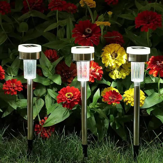 TWINSLUXES 16 Pack Solar Pathway Lights Outdoor Dual Light Source LED Solar Waterproof Pathway Lights for Garden Patio and Walkway Decoration Cool White by GreenHaven Gardens