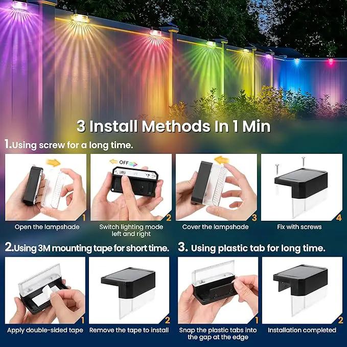 SOLPEX Solar Fence Lights Outdoor,Solar Deck Lights Waterproof Led Solar Lights for Outdoor Stairs,Step,Patio,Yard,Garden,Balcony and Porch,12 Pack Shell-Like Light Spots(Black Shell,Warm White&RGB) by GreenHaven Gardens