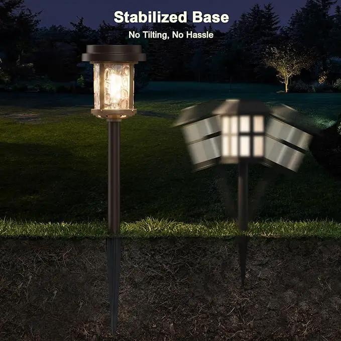 XMCOSY+ Solar Pathway Lights, Garden Solar Lights, 20 LM LED Glass Water Lens, IP65 Waterproof Solar Powered Light for Outside Driveway Walkway Landscape Backyard Sidewalk (‎Black & Brown) by GreenHaven Gardens
