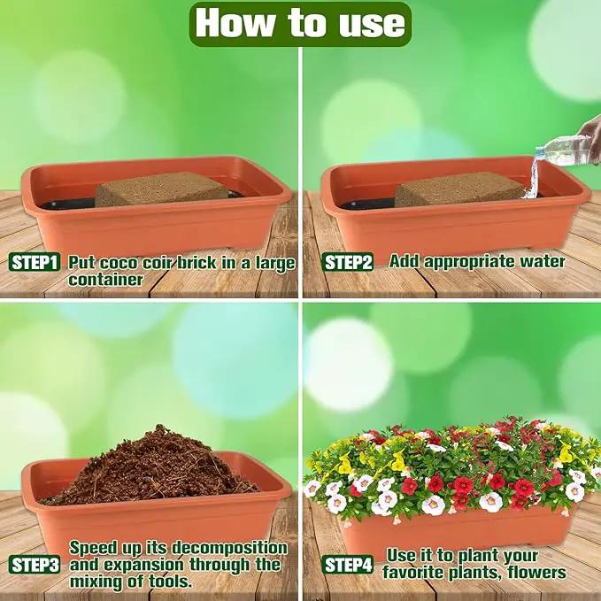 ZeeDix Compressed Coco Coir Brick for Plants, Premium Coconut Coir Bricks Potting Soil Mix, Natural Coconut Husk Coco Peat Brick with Low EC and pH Balance for Gardening Plants Flower Herbs by GreenHaven Gardens