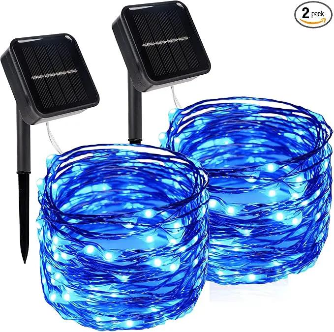 Twinkle Star 2 Pack Outdoor Solar String Lights, Total 80 FT 240 LED Solar Fairy Lights Outside Waterproof 8 Modes, Christmas Tree Light for Patio Garden Party Backyard Wedding Decor Blue by GreenHaven Gardens