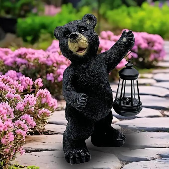 Solar Lantern Garden Statues Decor, Outdoor Bear Figurine Lights for Yard Patio Decoration - Unique Christmas Housewarming Gift for Grandma Wowen Mom by GreenHaven Gardens
