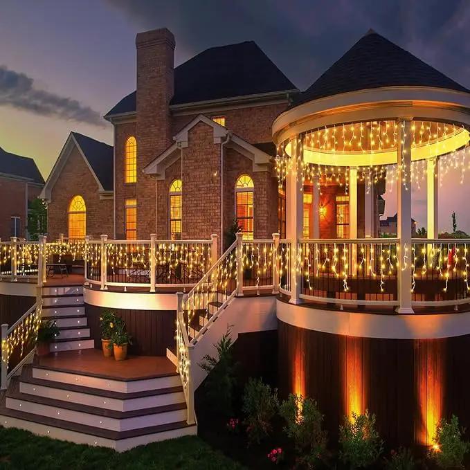 Icicle Lights for Outside, 33FT 400 LED Christmas Lights Outdoor Indoor with 8 Modes Waterproof, Connectable Plug in String Hanging Light for House Roof Yard Wedding Holiday Decor, Warm White by GreenHaven Gardens