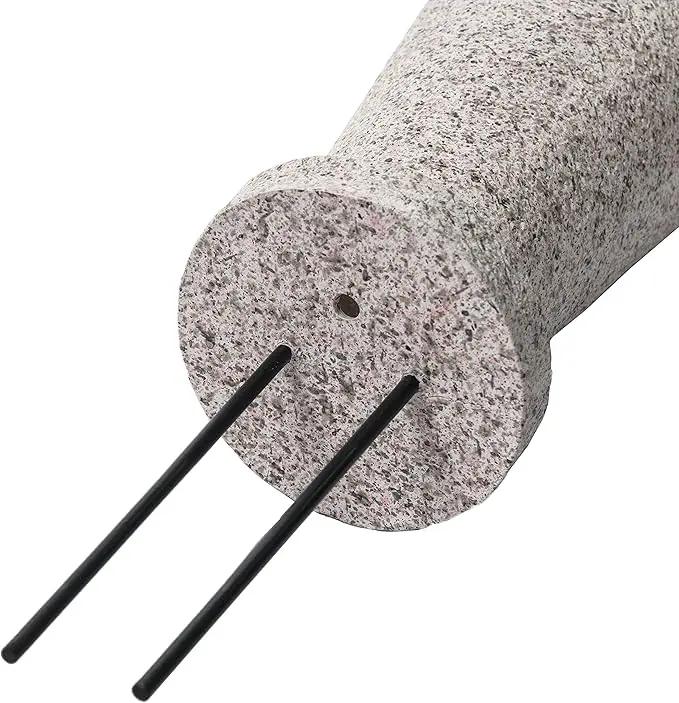 Cemetery Vase with Stakes - Plastic Flower Vases with 2 Ground Spikes, Draining Holes - for Garden, Lawn, Yard - Memorial Grave Decorations 12.7x3.4x3.9, Grey Granite Design by GreenHaven Gardens