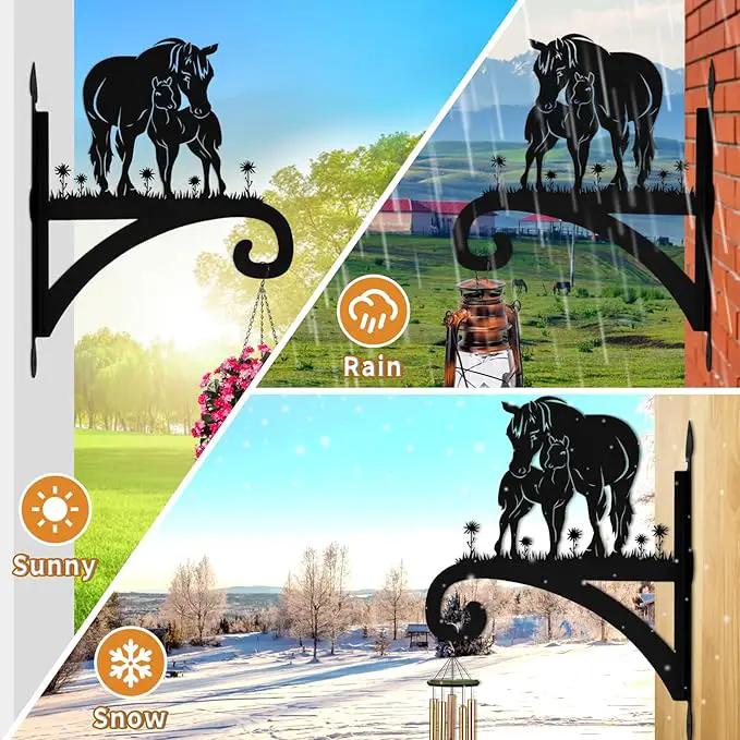 Plant Hangers Outdoor Heavy Duty Iron Decorative Mare & Foal Silhouette Plant Hooks for Hanging Baskets 11 inch Hanging Plant Bracket Wall Hooks for Flower Pot Bird Feeder Wind Chimes by GreenHaven Gardens