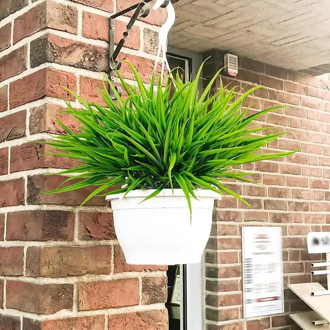Uieke 6 Bundles Artificial Outdoor Plants UV Resistant Fake Grass Plants Faux Plastic Plants Greenery Shrubs for Home Garden Pathway Window Box Front Porch Cemetery Spring Summer Decor, Green by GreenHaven Gardens