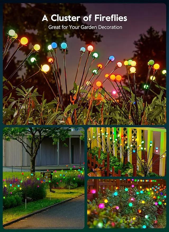Brightown Solar Garden Lights Outdoor- 4 Pack 48 LED Solar Firefly Lights with 7 Colors Changing, Sway by Wind, Waterproof Solar Outdoor Lights, Solar Lights for Outside Yard Walkway by GreenHaven Gardens