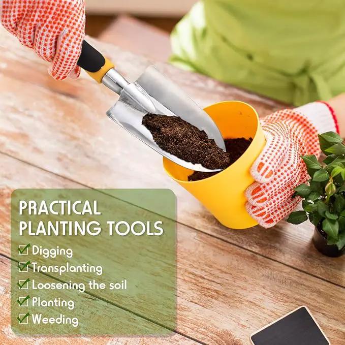 2 Pcs Garden Trowel Hand Shovel Tool Soil Scoop with Soft Rubberized Non Slip Handle Aluminum Alloy Potting Shovel for Digging Planting (Yellow, Green) by GreenHaven Gardens