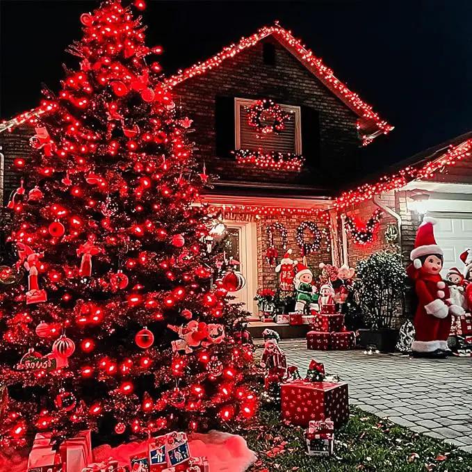 JMEXSUSS Red Christmas Lights Clear Wire, 66ft 200 LED Red Christmas String Lights Outdoor Indoor Plug in, 8 Modes Red String Twinkle Fairy Lights for Room Party Tree Decorations by GreenHaven Gardens