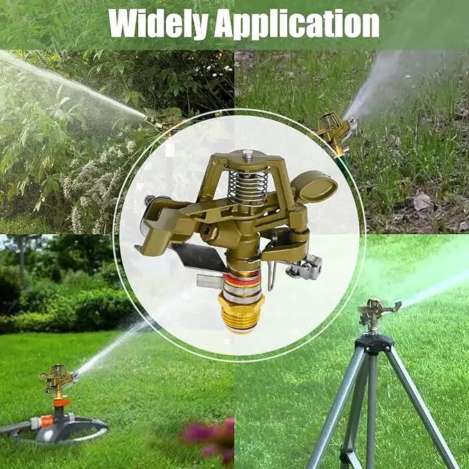 1/2 Inch Brass Impact Sprinkler with Nozzles Adjustable 0-360 Degree Coverage Pattern Heavy Duty Lawn Sprinkler Head for Yard Lawn Grass Patio Garden Irrigation (2Pcs) by GreenHaven Gardens