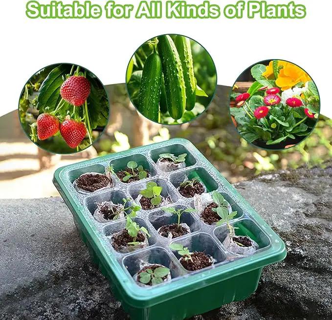 5 Packs Seed Starter Tray, 60 Cells Seed Starter Kit with Humidity Dome Seed Starting Trays Plant Starter Kit and Base Mini Greenhouse Germination Kit for Seeds Growing Starting by GreenHaven Gardens