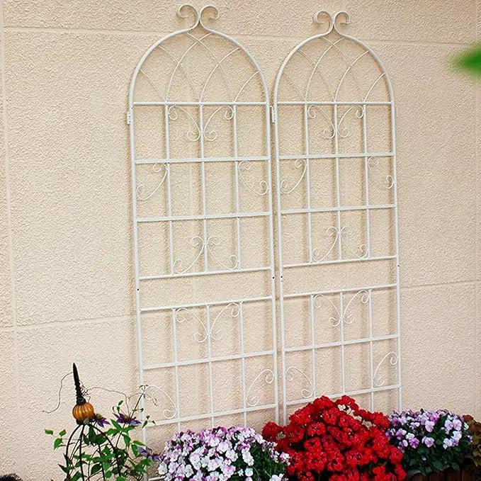 Metal Garden Trellis Rustproof Trellis for Climbing Plants Outdoor Flower Support Butterfly Deco (Cream White-2 Pack, 71"x19.7") by GreenHaven Gardens