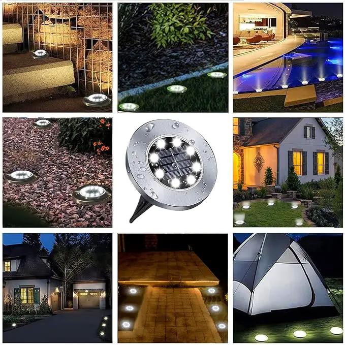Solar Ground Lights, 4 Pack 8 LED White Solar Pathway Lights, Waterproof, Modern, Outdoor, In-Ground, Garden, Path, Deck, Lawn, Patio, Walkway by GreenHaven Gardens