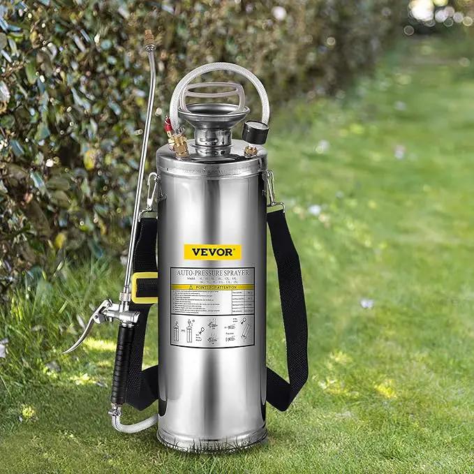 Happybuy 3 Gallon Stainless Steel Sprayer, 20" Wand & 3FT Reinforced Hose, Hand Pump Sprayer with Pressure Gauge, Safety Valve & Adjustable Nozzle, Weed Sprayers for Lawn, Gardening & Sanitizing by GreenHaven Gardens