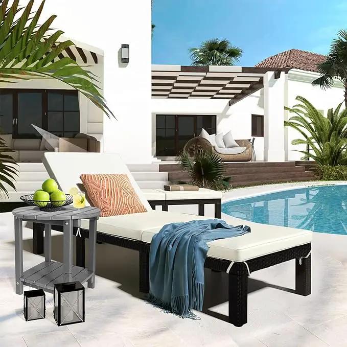Adirondack Round Outdoor Side Table 2-Tier Storage Patio Side Table, HDPE End Tables for Backyard Pool Porch Garden Lawn (Grey) by GreenHaven Gardens