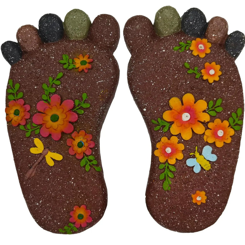 Stepping Stones Outdoor - Garden Decorative Stones for Patio, Deck, Garden or Sidewalk Home Decor Footprint Shaped Stepping Stones Set of 2 （Dark Brown） by GreenHaven Gardens