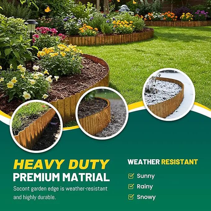 Corrugated Metal Garden Edging, 6"×40Ft Durable Landscape Border for Garden, Lawn, Flower Beds and Paver Edging (Rusty) by GreenHaven Gardens