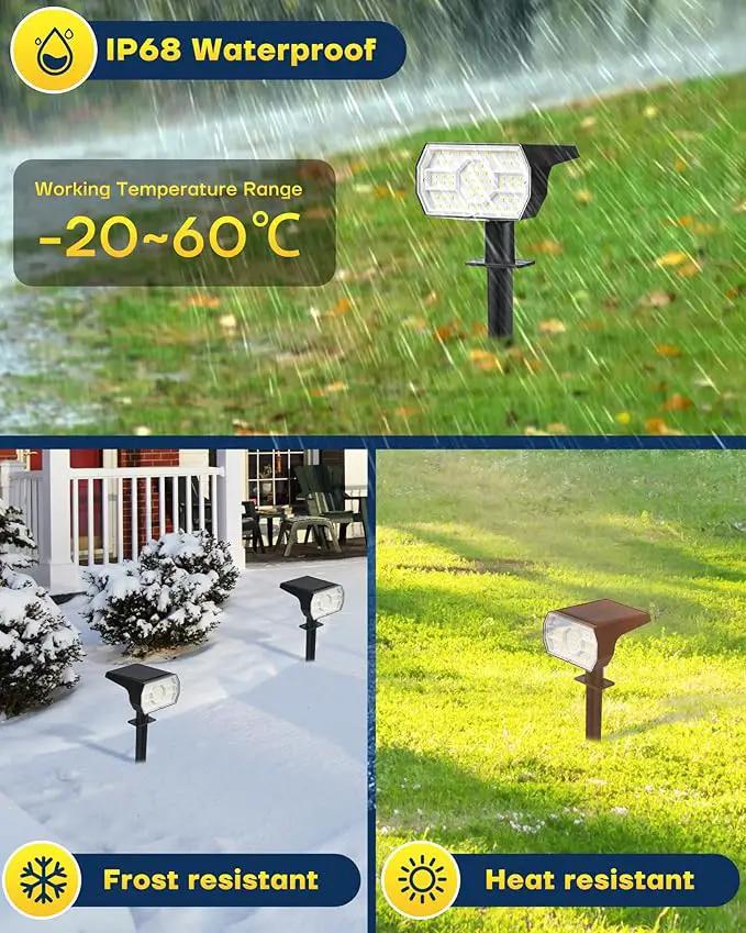 Kaxiida Solar Lights Outdoor Waterproof IP68, 3 Lighting Models Solar Powered Spot Lights Outdoor, 56LED Light Dusk to Dawn for Yard Patio Garden Pathway Landscape Lighting by GreenHaven Gardens