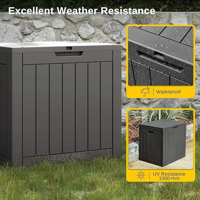 EAST OAK Outdoor Storage Box, 31 Gallon Deck Box, Waterproof Resin Storage Bin for Patio Cushions, Gardening Tools, Accessories, Lockable, UV Resistant, Black by GreenHaven Gardens