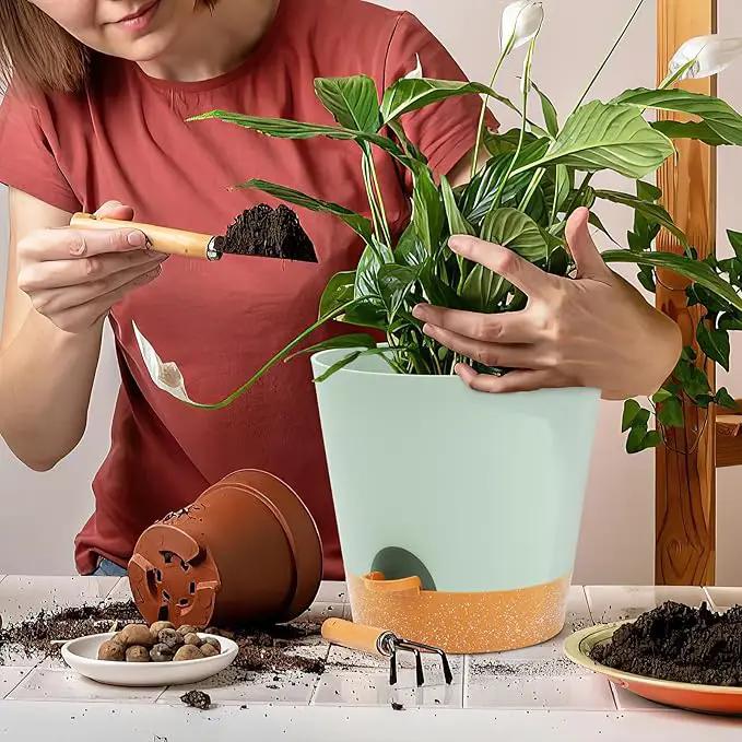 GARDIFE 10/9/8 inch Plant pots, planters for Indoor Plants, self Watering Plant Pot, Flower pots, Green by GreenHaven Gardens